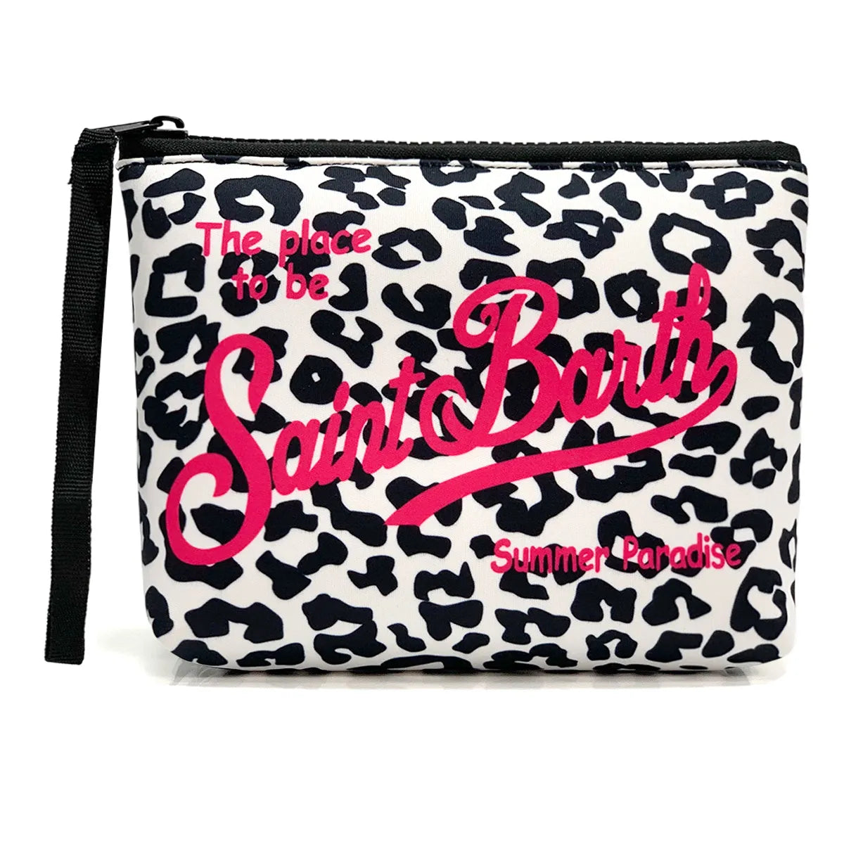 MC2 Saint Barth Aline Leopard Pouch – White / Black / Fuchsia