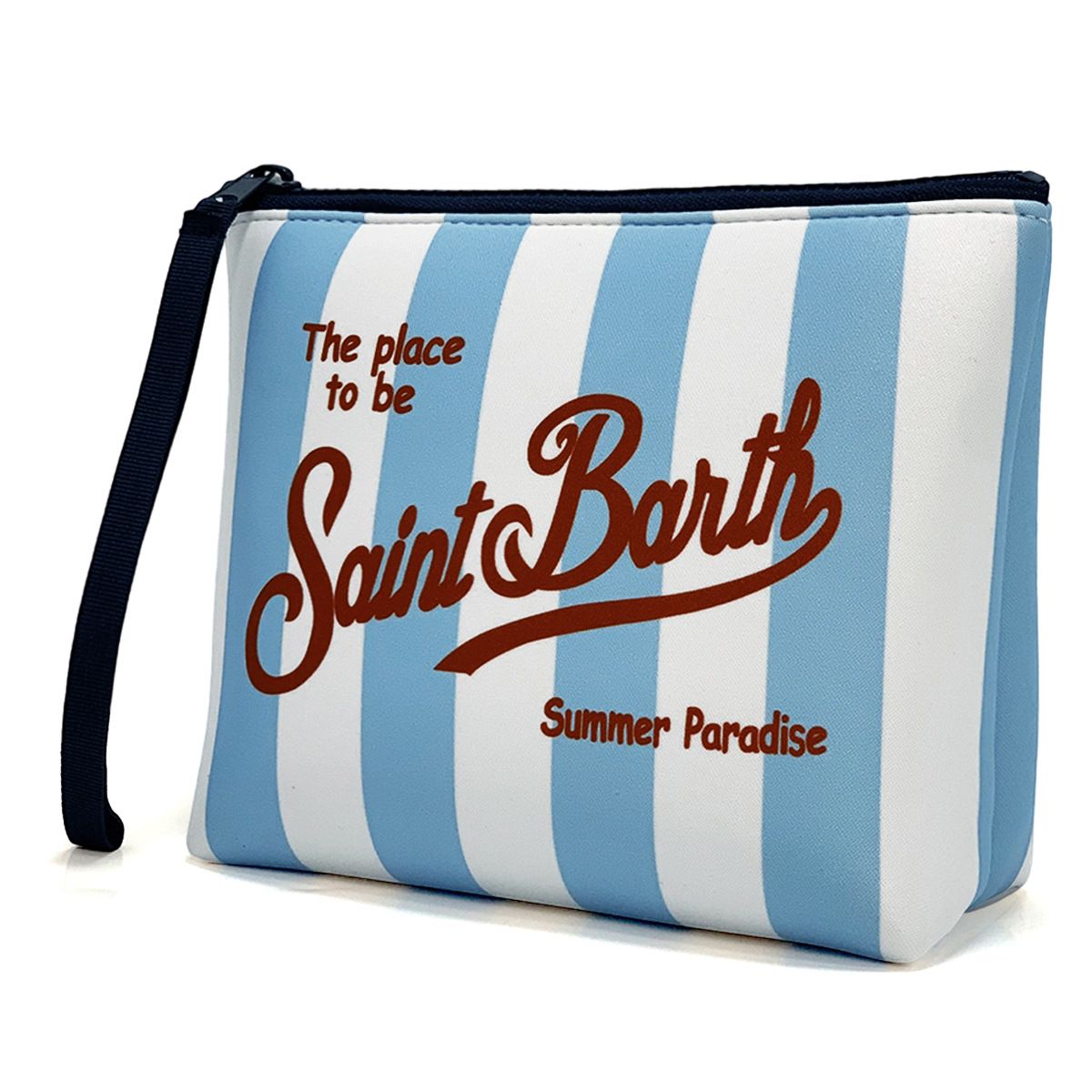 MC2 Saint Barth Aline Striped Pouch – Light Blue / White