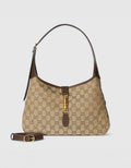 Gucci Jackie 1961 Medium Shoulder Bag in Sand and Dark Brown GG Canvas