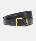 Saint Laurent Cassandre Belt in Grained Leather – Black
