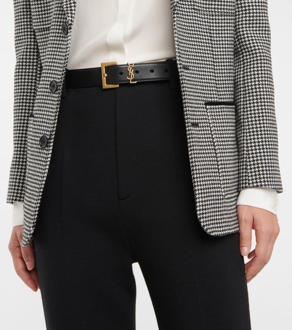 Saint Laurent Cassandre Belt in Grained Leather – Black