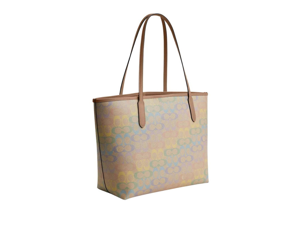 Coach City Tote in Rainbow Signature Canvas