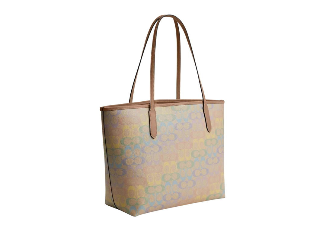 Coach City Tote in Rainbow Signature Canvas