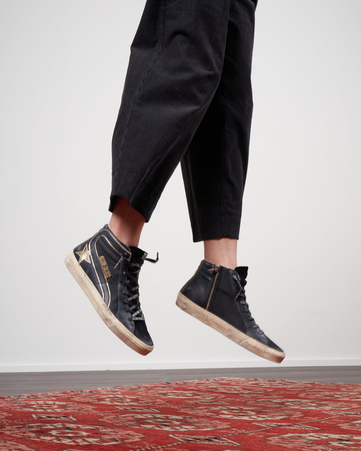 Golden Goose Black & Gold High-Top Sneakers