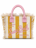 Saint Barth Striped Canvas Tote Bag – Mustard & Pink