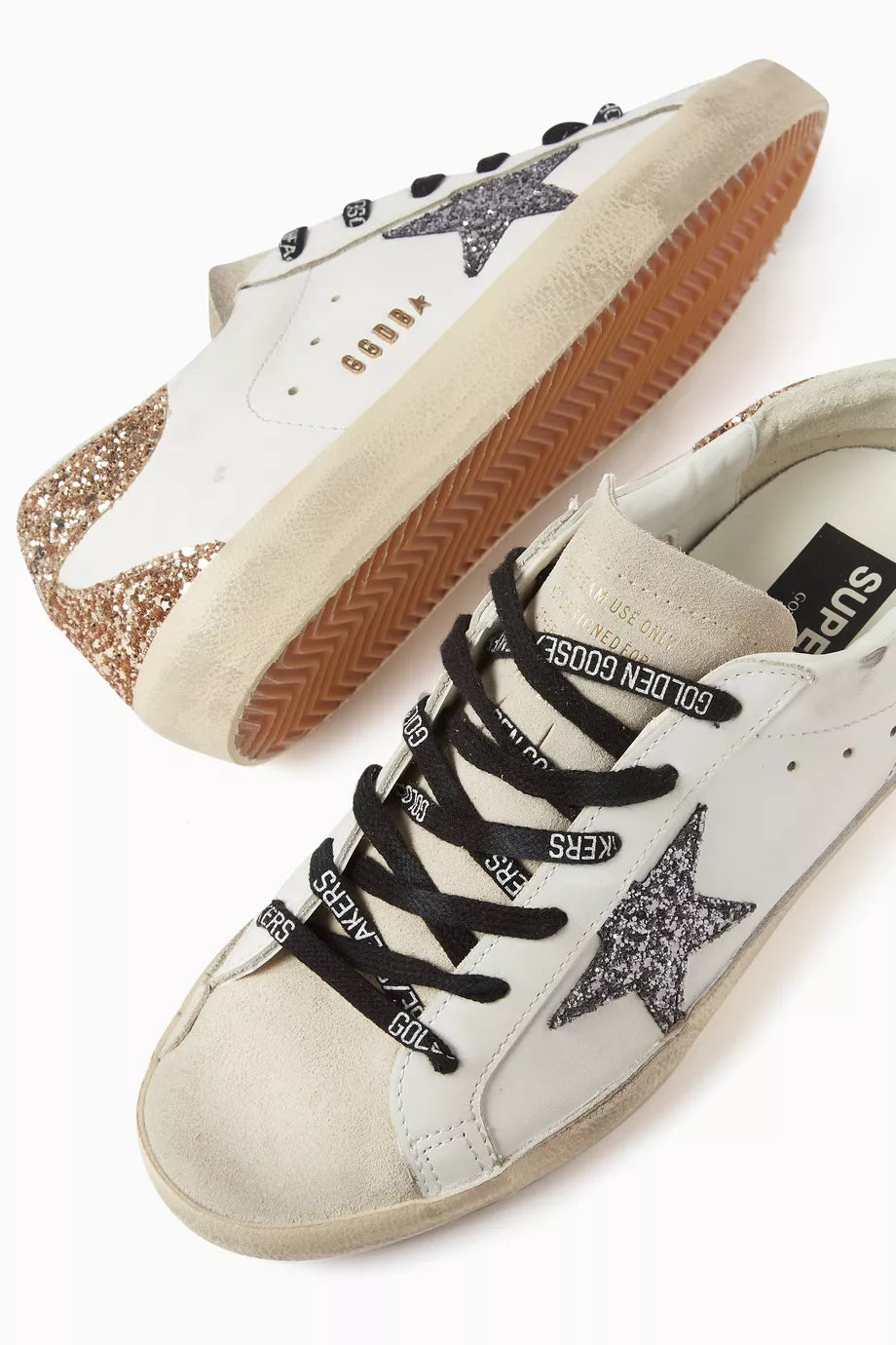 Golden Goose Super-Star Sneakers – White / Gold Glitter