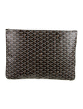 Goyard Conti Pouch in Black/Tan Goyardine Canvas