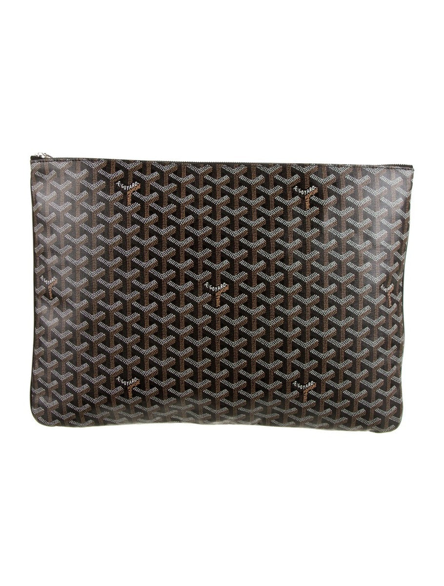 Goyard Conti Pouch in Black/Tan Goyardine Canvas