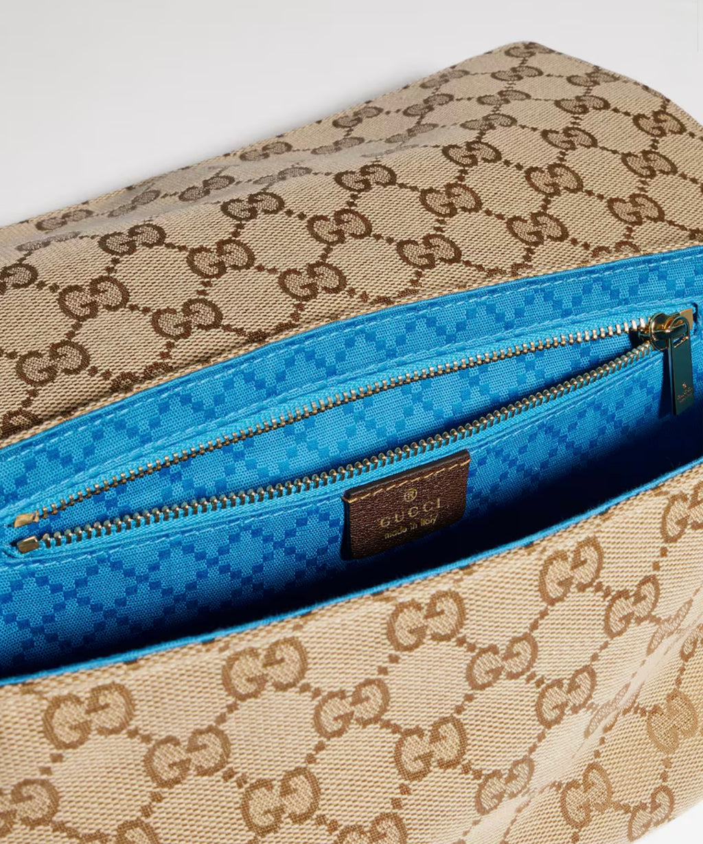 Gucci Madison Medium Shoulder Bag in Sand and Brown GG Canvas