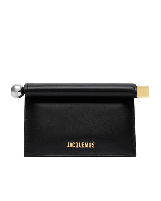 Jacquemus The Rond Carré Clutch in Black Nappa Leather