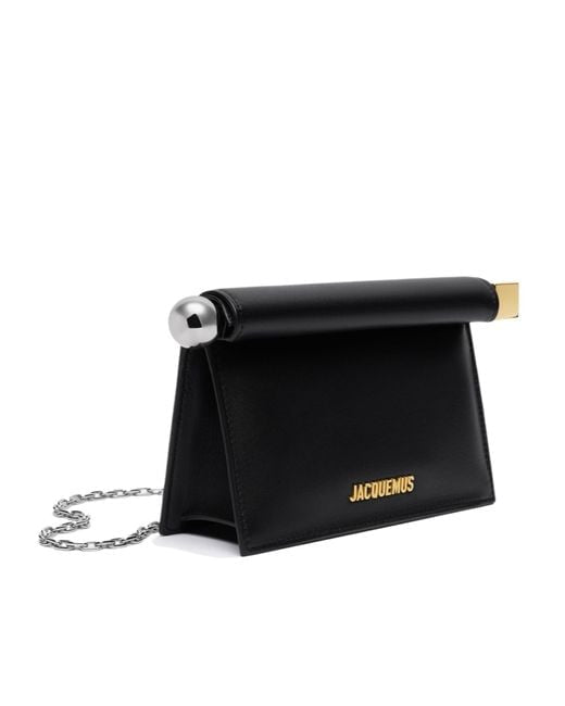 Jacquemus The Rond Carré Clutch in Black Nappa Leather