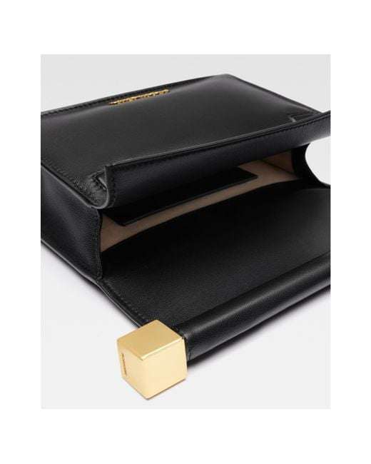 Jacquemus The Rond Carré Clutch in Black Nappa Leather