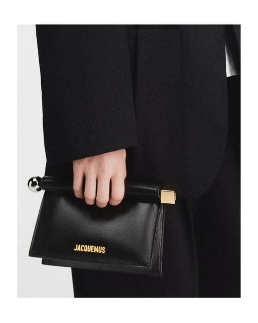 Jacquemus The Rond Carré Clutch in Black Nappa Leather