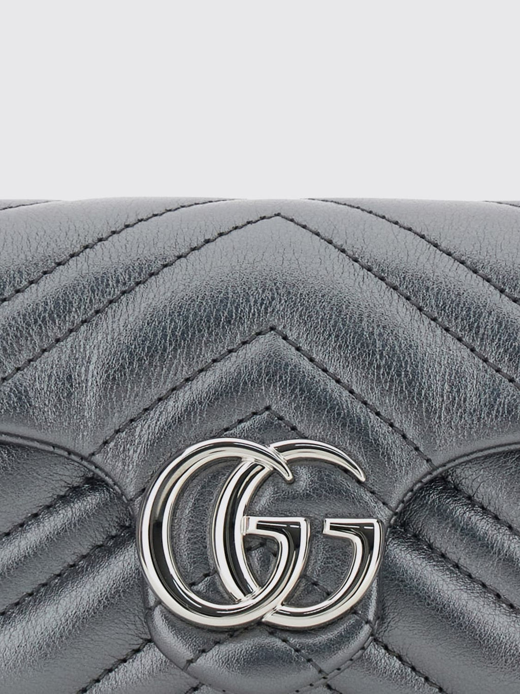 Gucci GG Marmont Super Mini Bag in Silver Metallic Leather