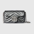 Gucci GG Marmont Super Mini Bag in Silver Metallic Leather
