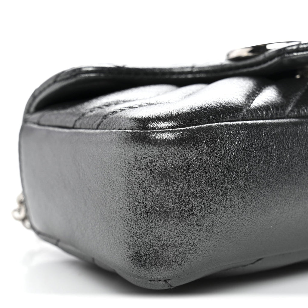 Gucci GG Marmont Super Mini Bag in Silver Metallic Leather