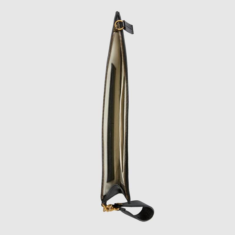 Gucci Bee Wristlet Clutch in Black Leather