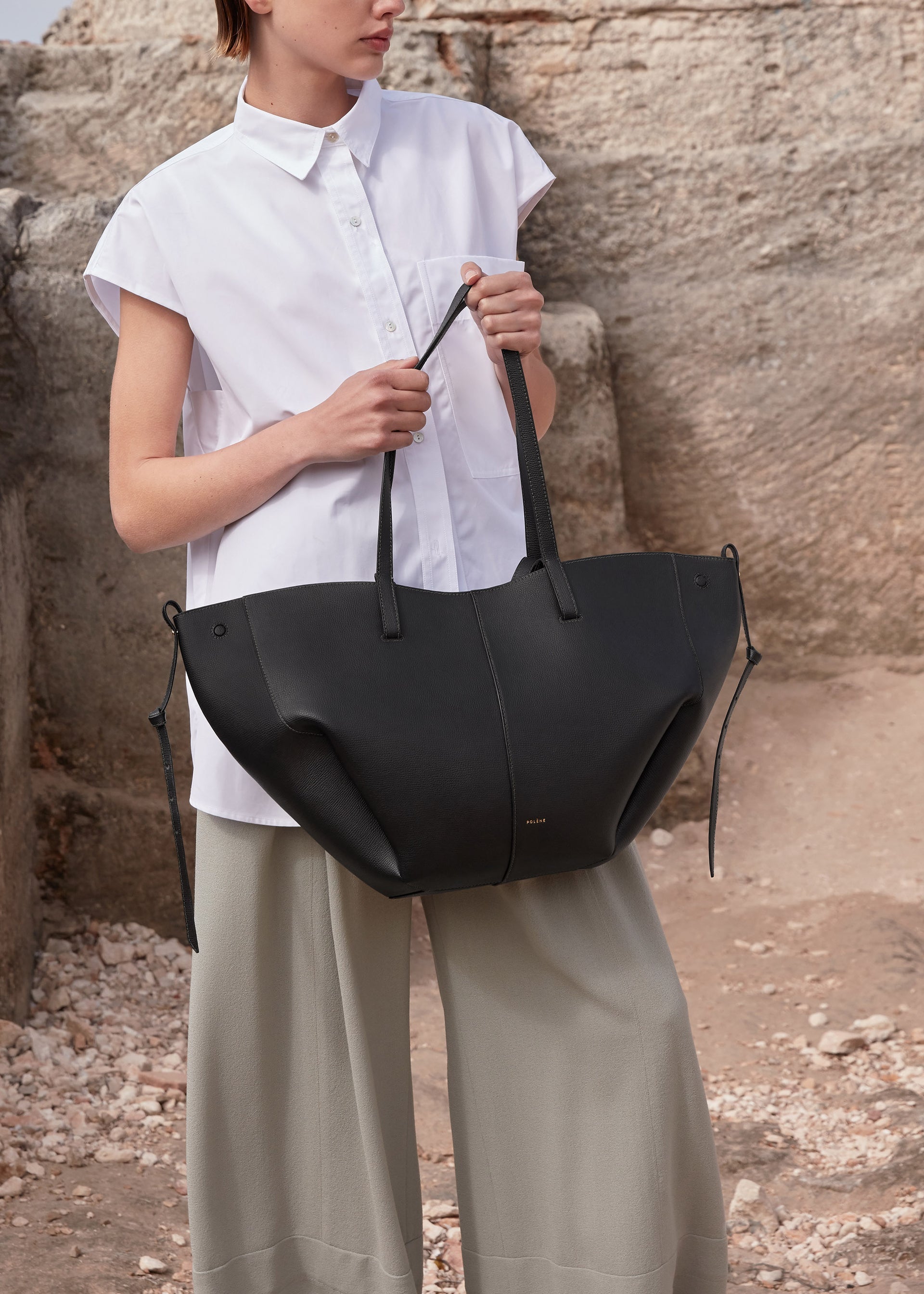 Polène Cyme Tote – Textured Black