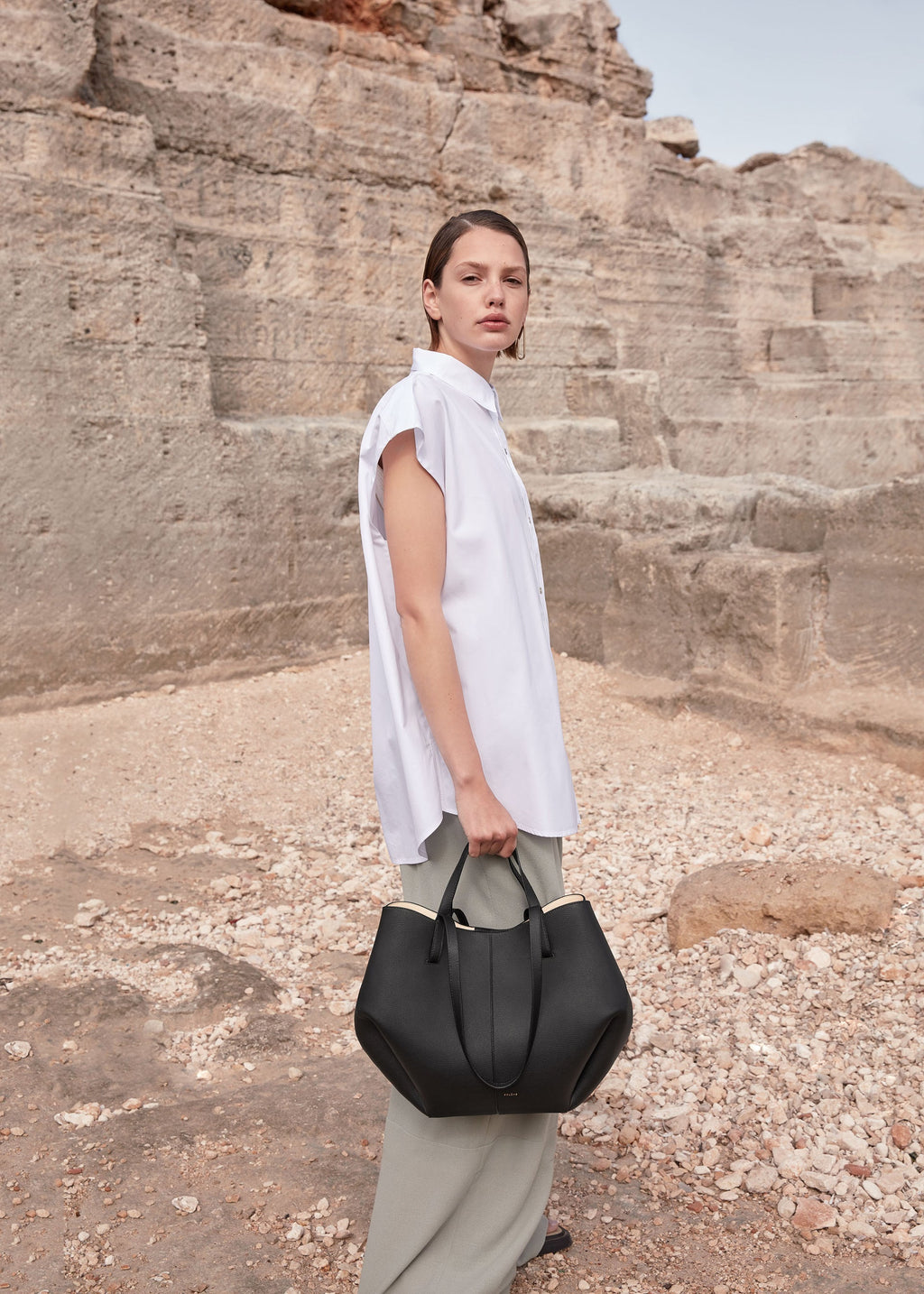 Polène Cyme Tote – Textured Black