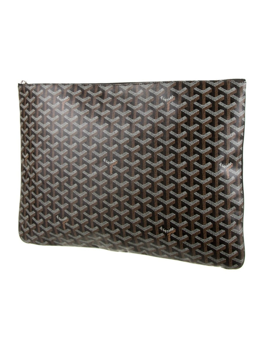 Goyard Conti Pouch in Black/Tan Goyardine Canvas