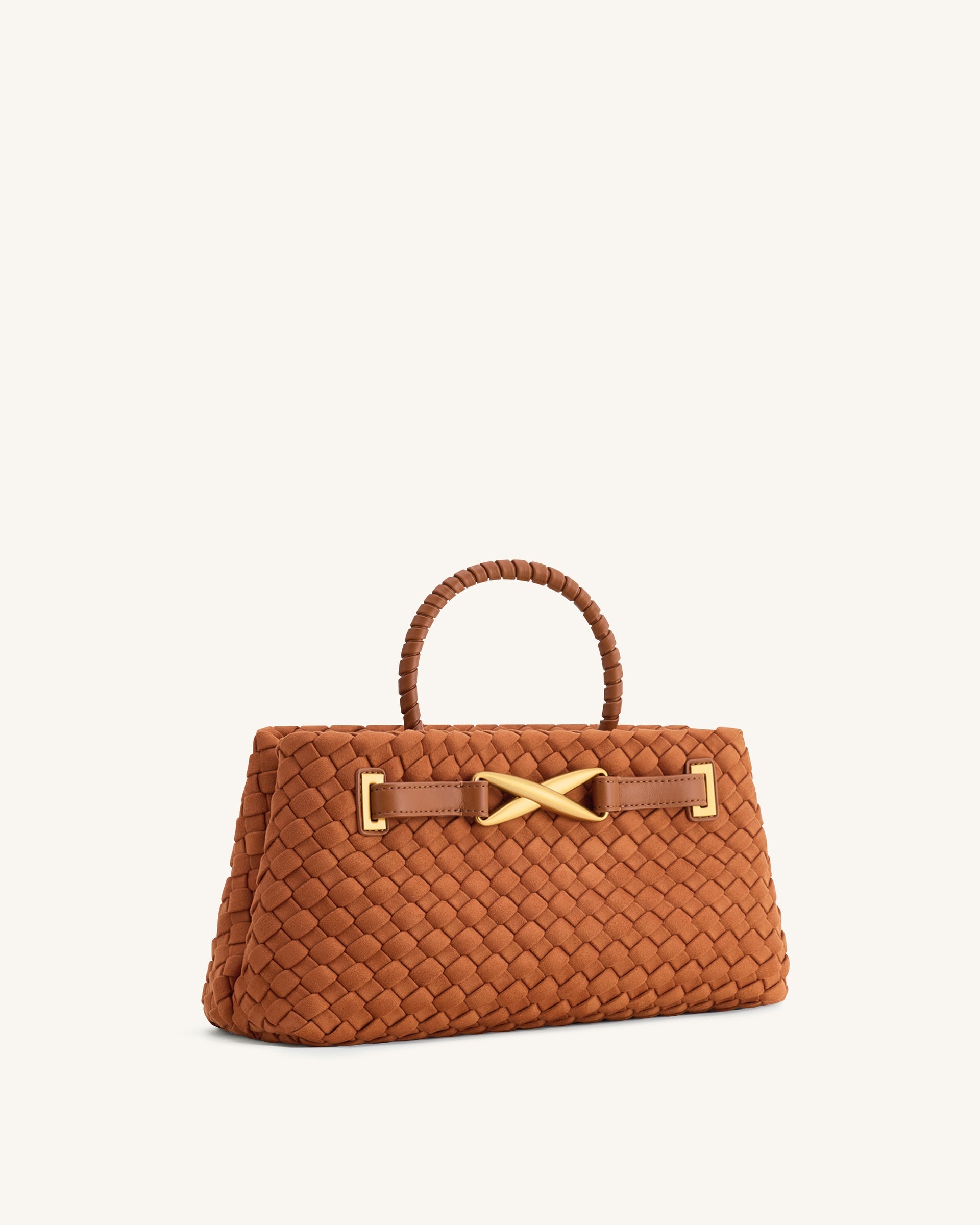 JW PEI Elora Faux Suede Woven Tote Bag – Brown