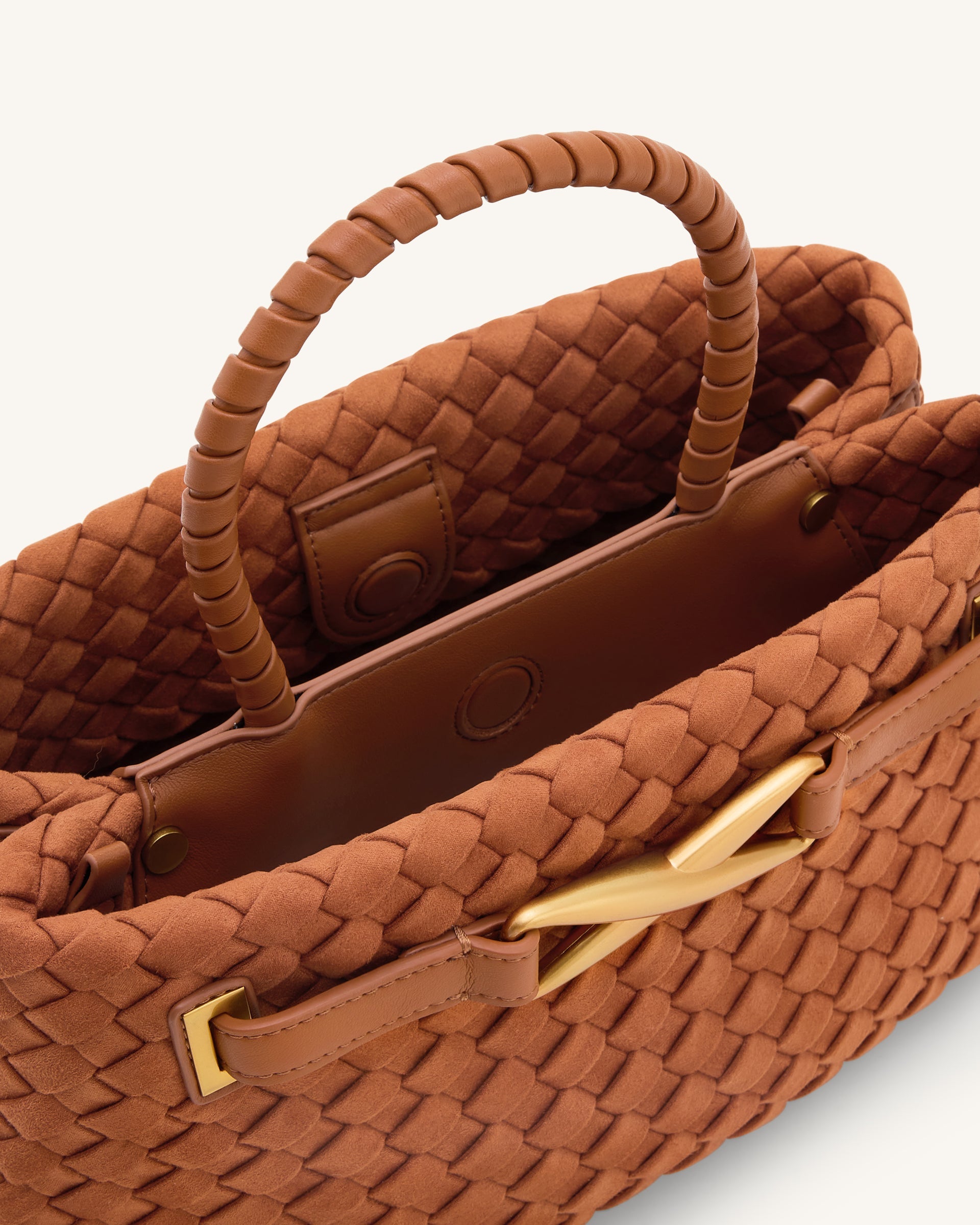 JW PEI Elora Faux Suede Woven Tote Bag – Brown