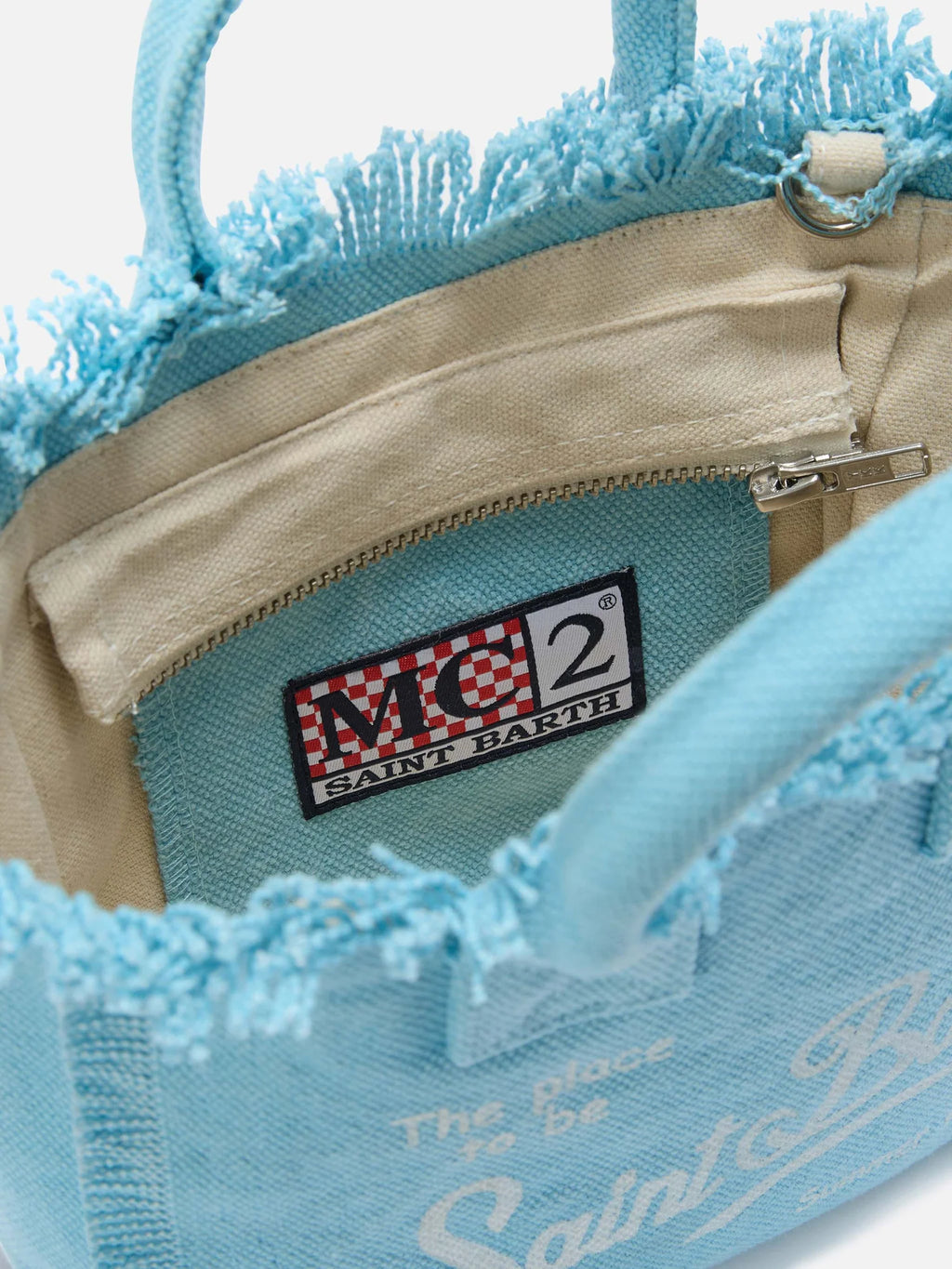 Light blue solid color canvas Vanity mini bag