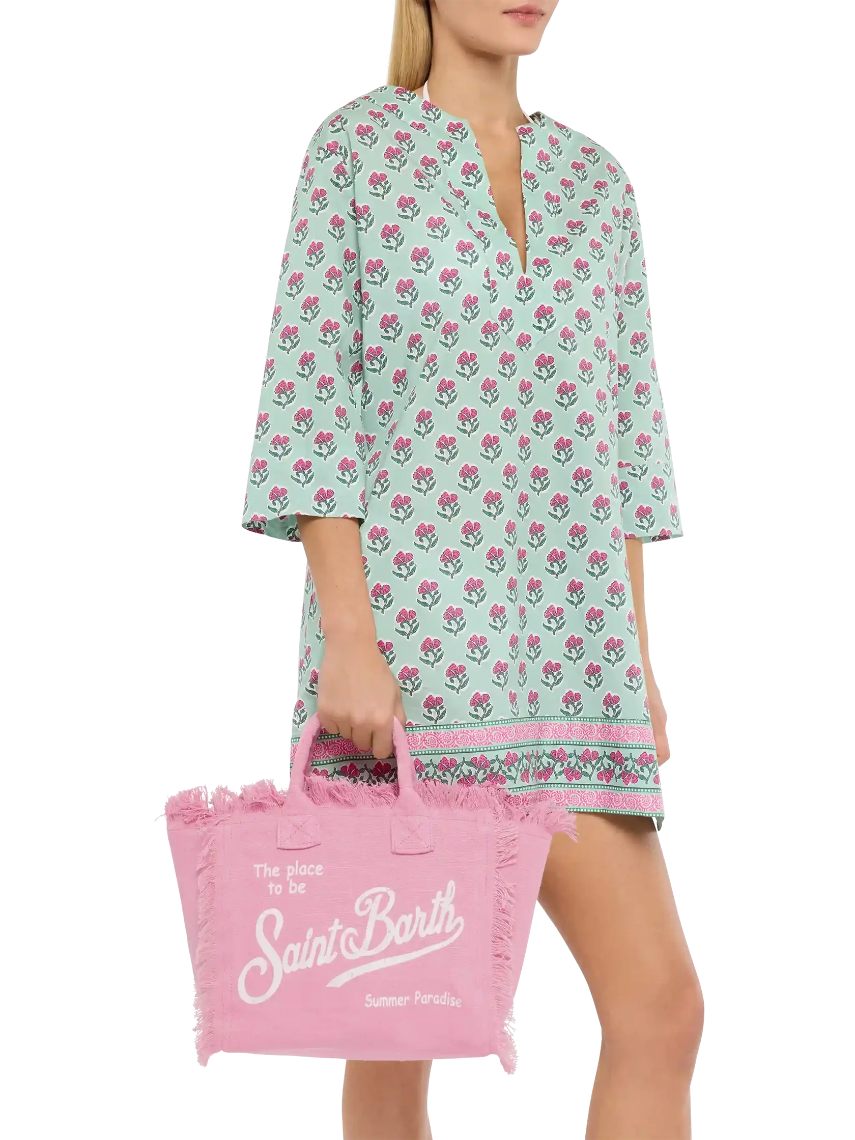 Pink solid color linen Colette bag