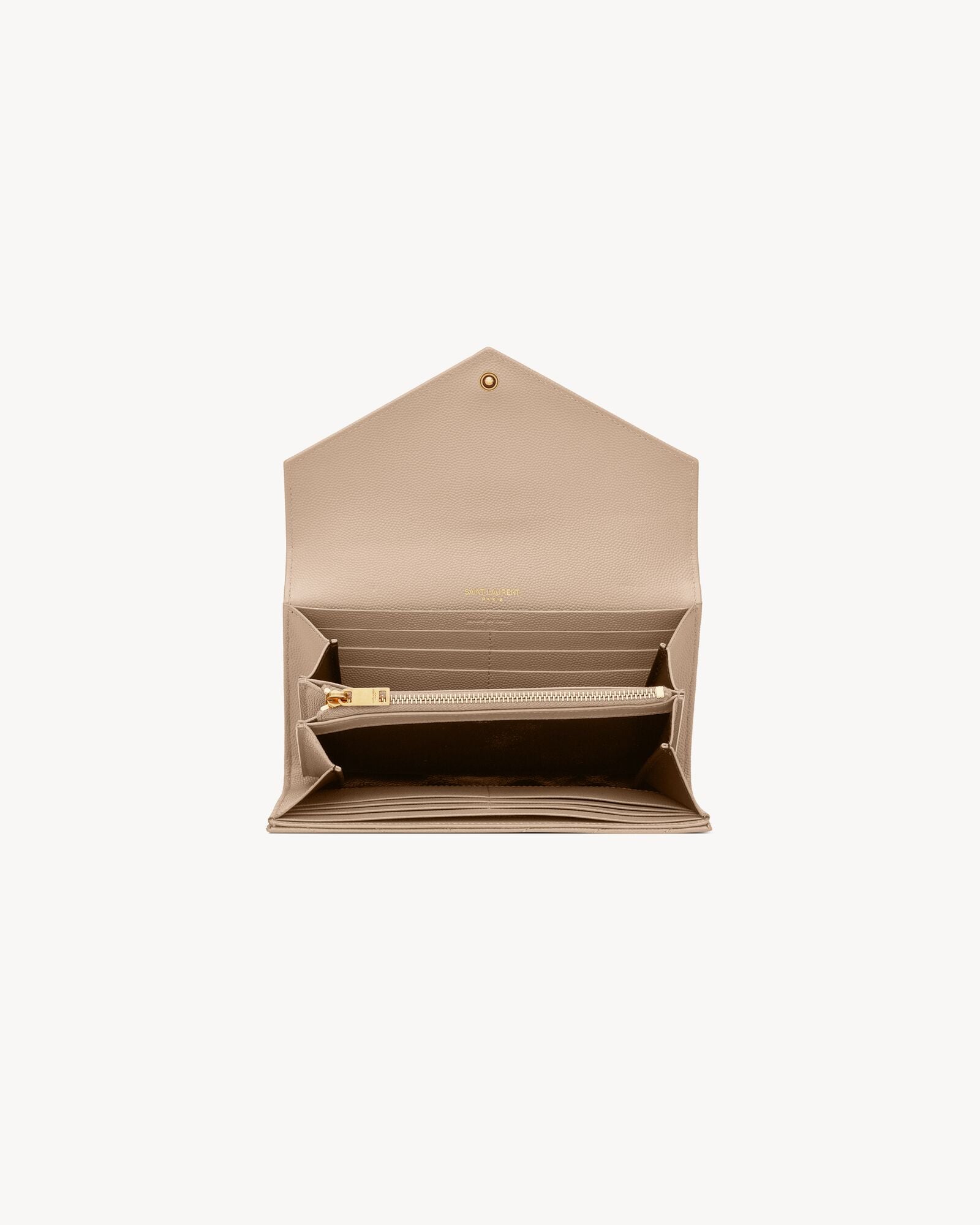 Saint Laurent Cassandre Matelassé Large Flap Wallet in Beige