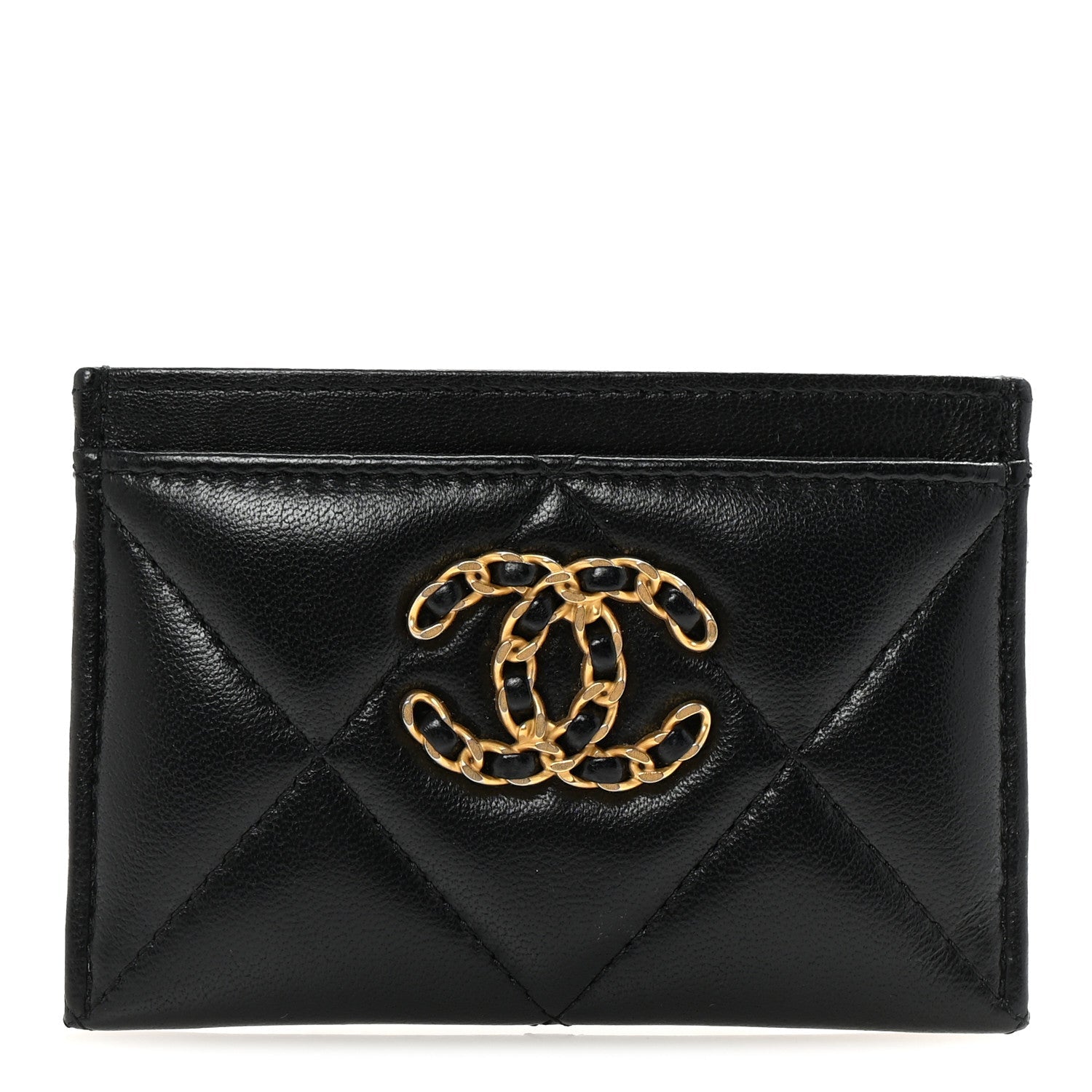 Chanel 19 Quilted Card Holder in Red Leather