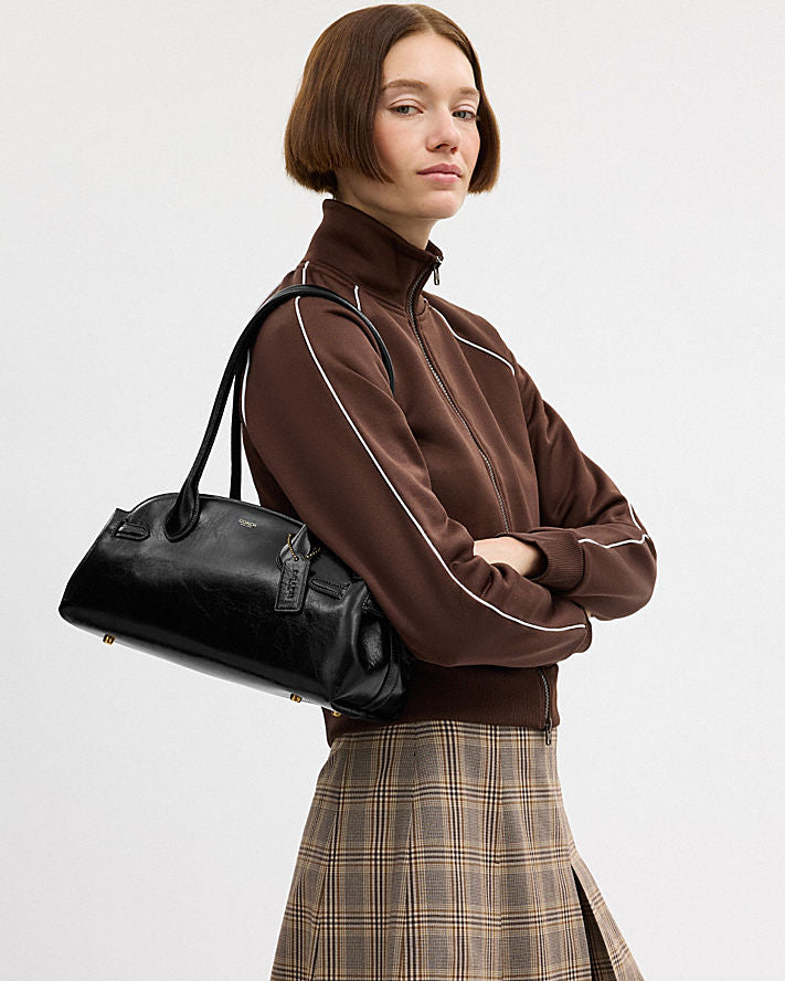 Coach Empire Carryall Bag 34 in Black Glazed Leather