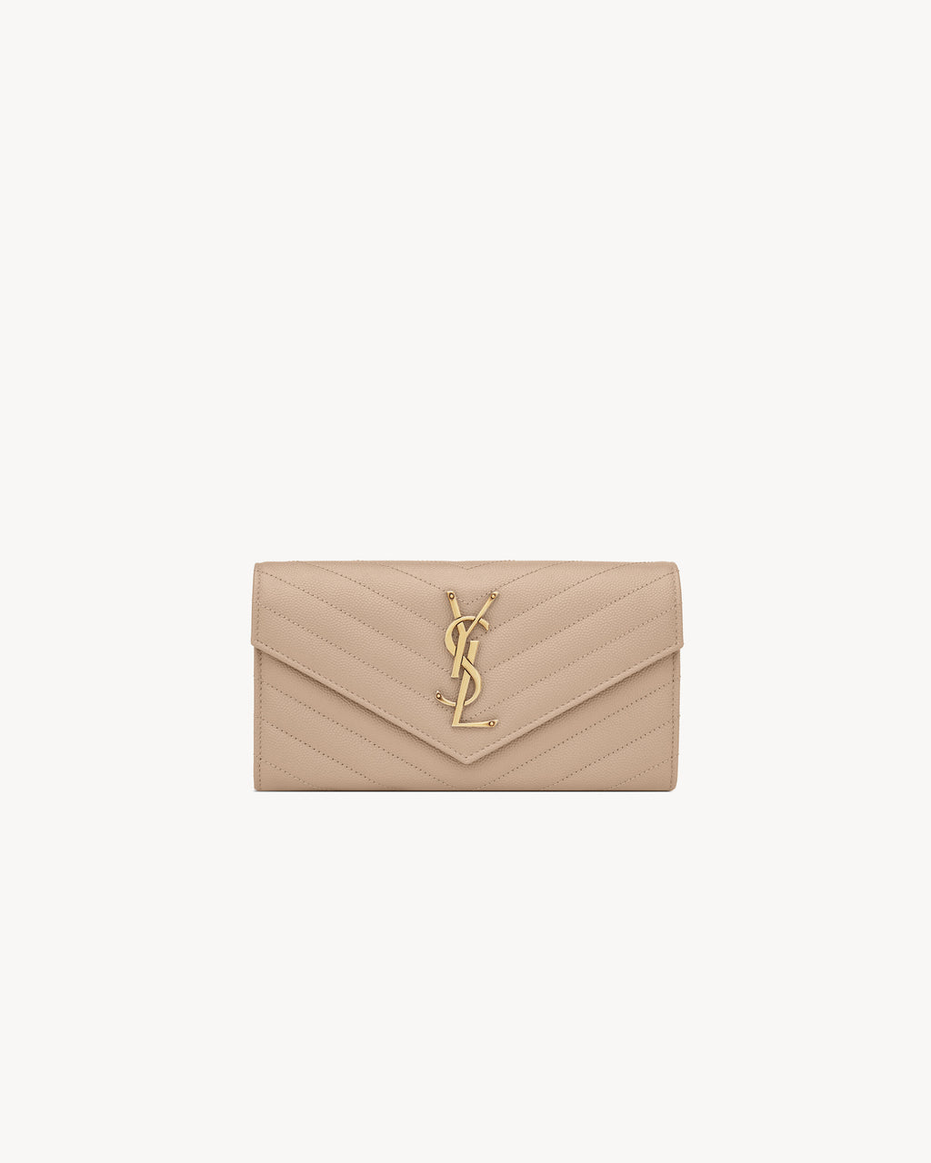 Saint Laurent Cassandre Matelassé Large Flap Wallet in Beige