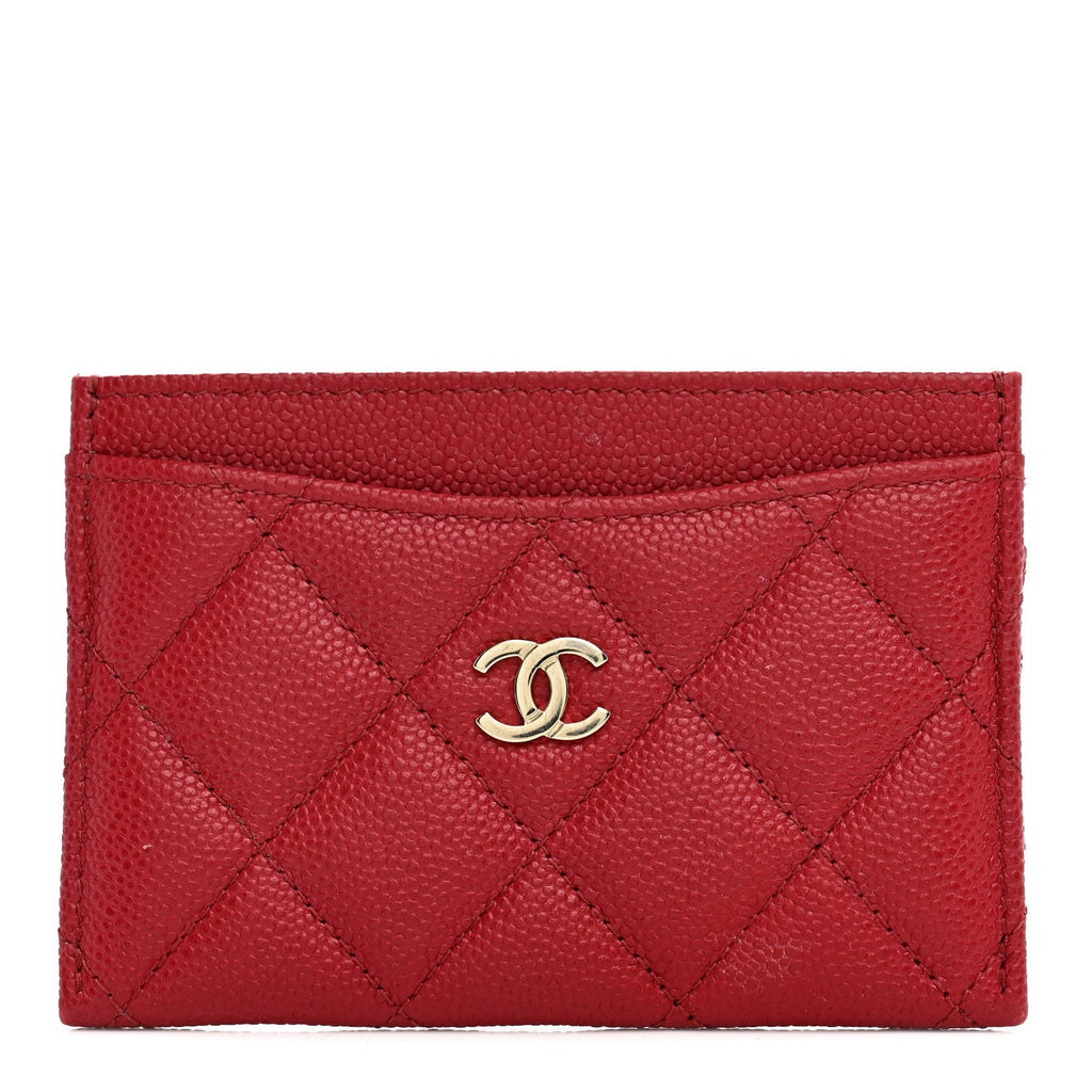 Chanel Classic Card Holder in Red Grained Calfskin