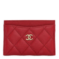 Chanel Classic Card Holder in Red Grained Calfskin