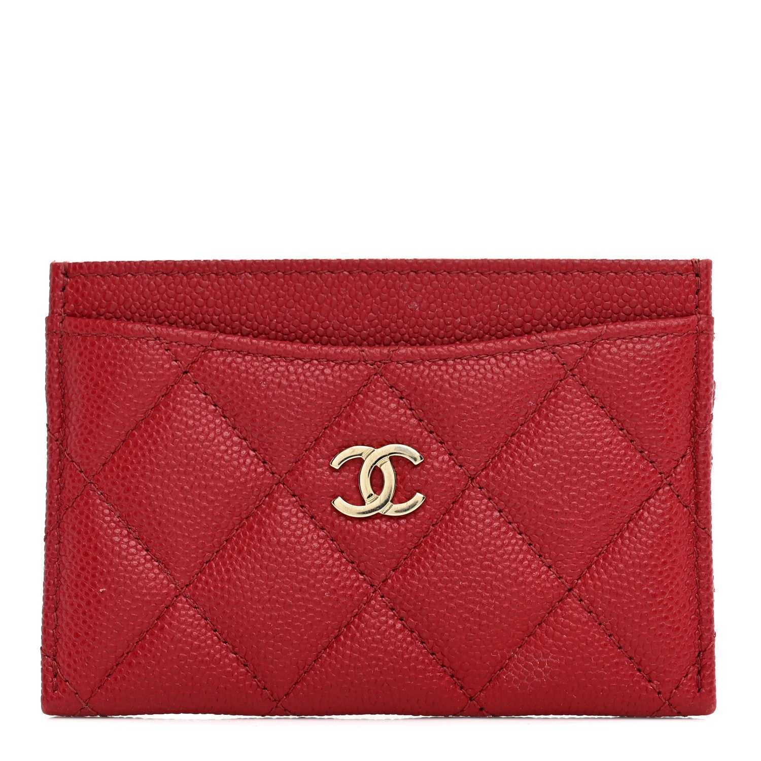 Chanel Classic Card Holder in Red Grained Calfskin