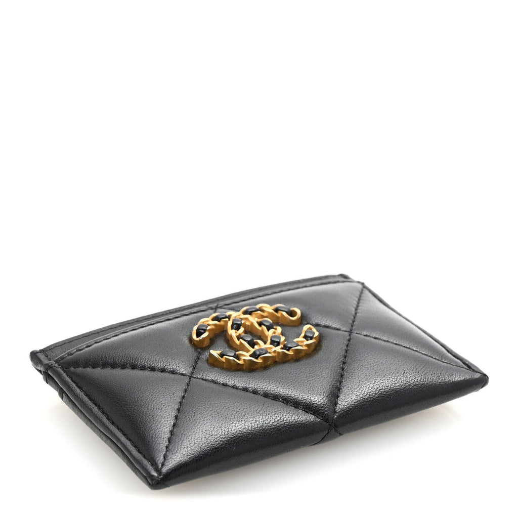 Chanel 19 Quilted Card Holder in Red Leather