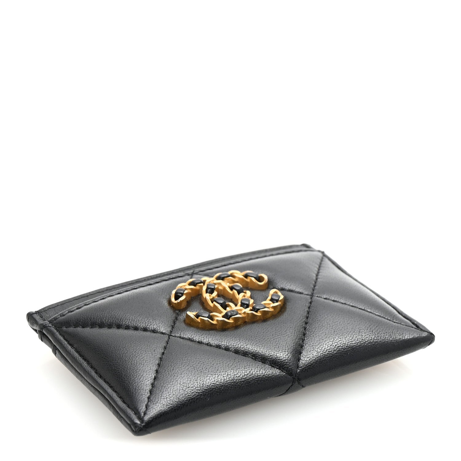 Chanel 19 Quilted Card Holder in Red Leather