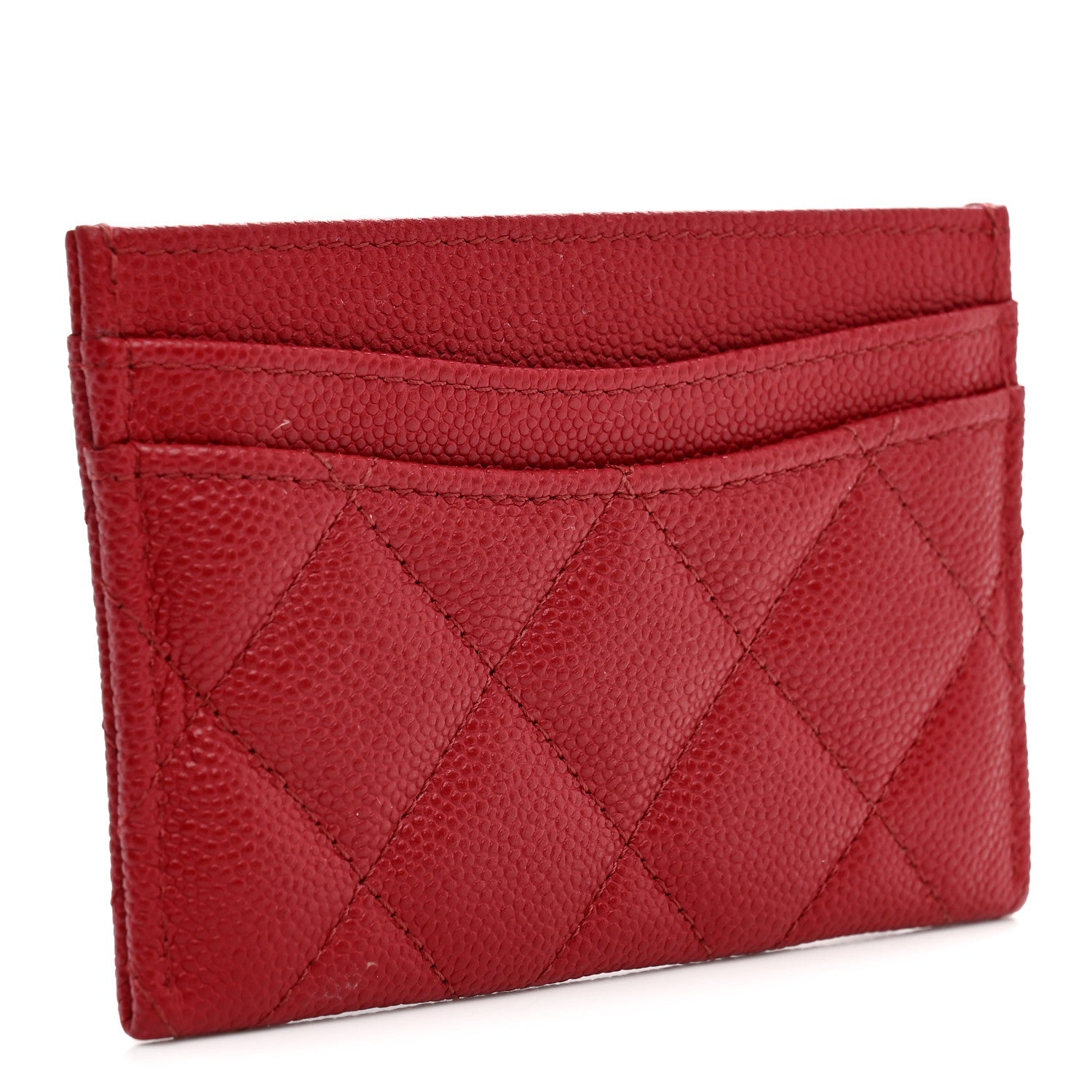 Chanel Classic Card Holder in Red Grained Calfskin