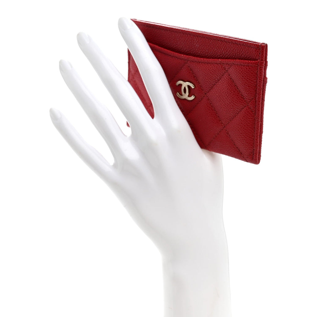 Chanel Classic Card Holder in Red Grained Calfskin