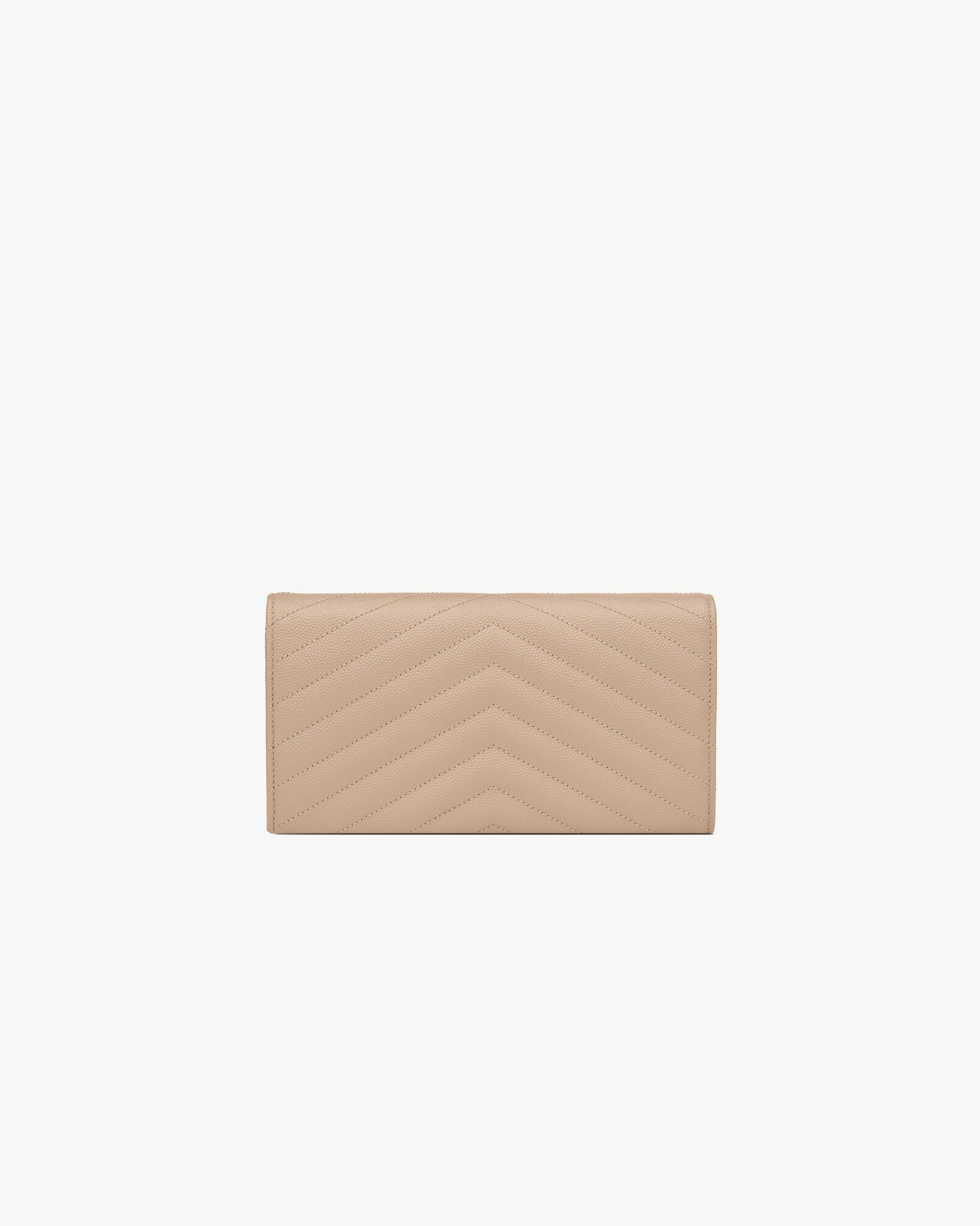 Saint Laurent Cassandre Matelassé Large Flap Wallet in Beige