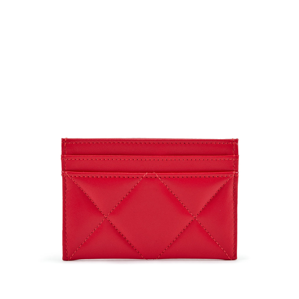Chanel 19 Quilted Card Holder in Red Leather